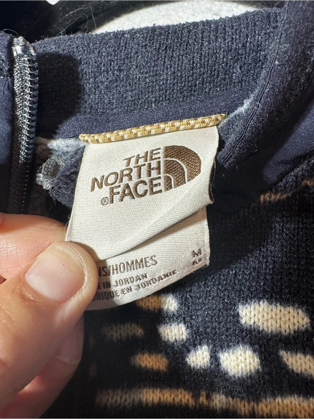 The North Face Men's Aztec Black Fleece Half-Zip with White Stripe Size M